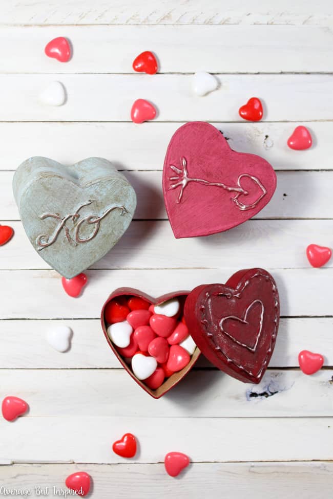 DIY VintageLook Paper Mache Heart Boxes