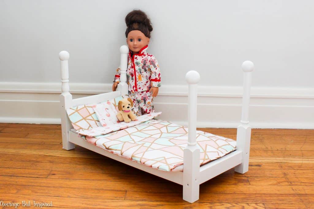 This is awesome! For under $20, you can build your own American Girl Doll bed! It's a super basic build that is perfect for beginners. Make your own 18" doll bed and save so much money!