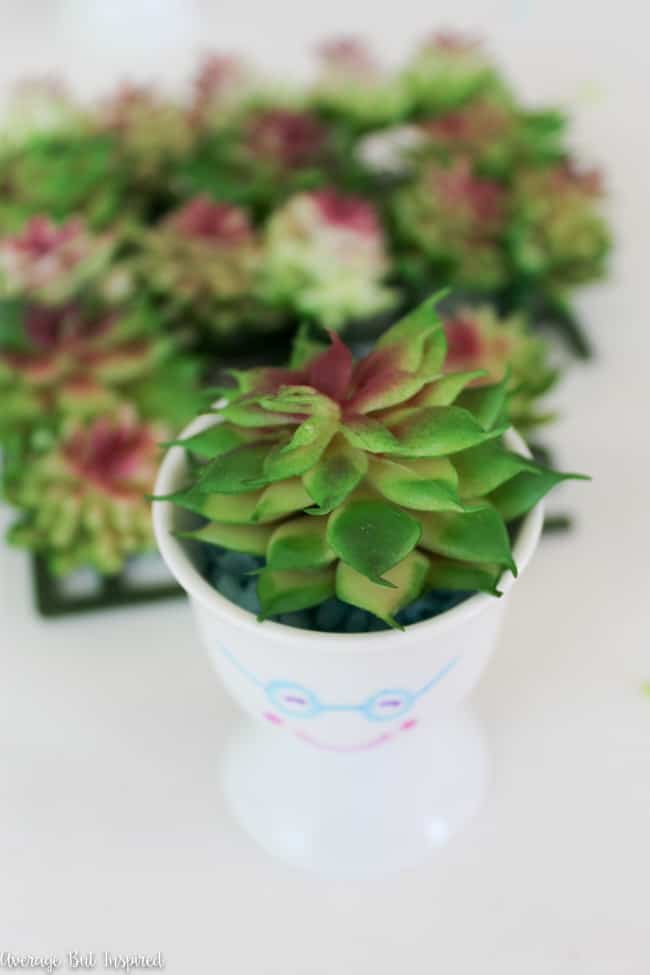 Egg cups and mini succulents make adorable planters!