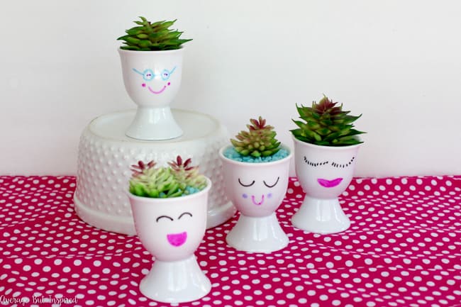 Learn how to make mini face planters with egg cups! This tutorial teaches you how to do it.