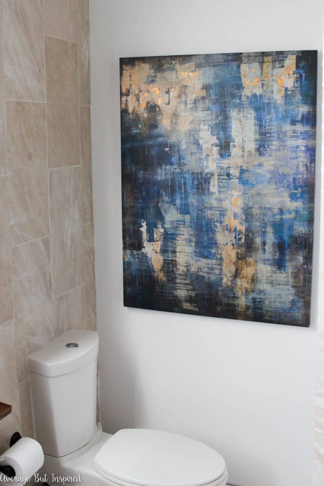 As part of the One Room Challenge this blogger is updating her master bathroom, including beautiful bold art from World Market.