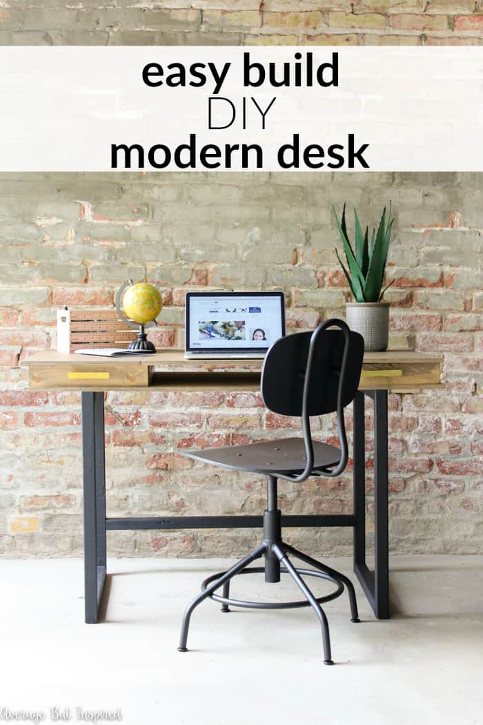 Learn how to build a beautiful DIY Modern Desk! It's so easy and is a perfect beginner Kreg Jig project. No prior woodworking experience needed! This is an easy build for beginners.