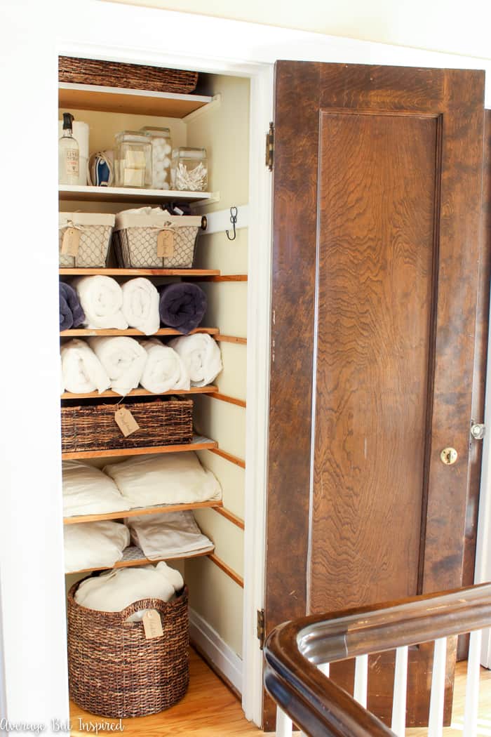 An Organized Linen Closet Makeover {How to Get Maximum Storage in
