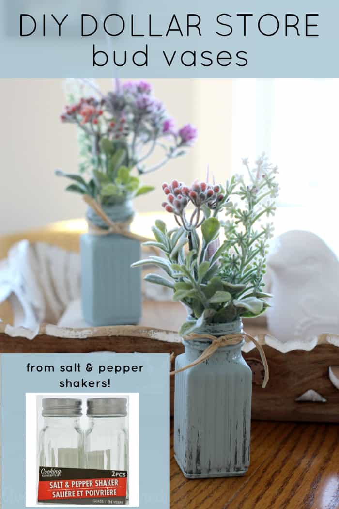 Brilliant! Learn how easy it is to transform dollar store salt & pepper shakers into adorable bud vases that are perfect for home decor, party decor, and more! So inexpensive and pretty.
