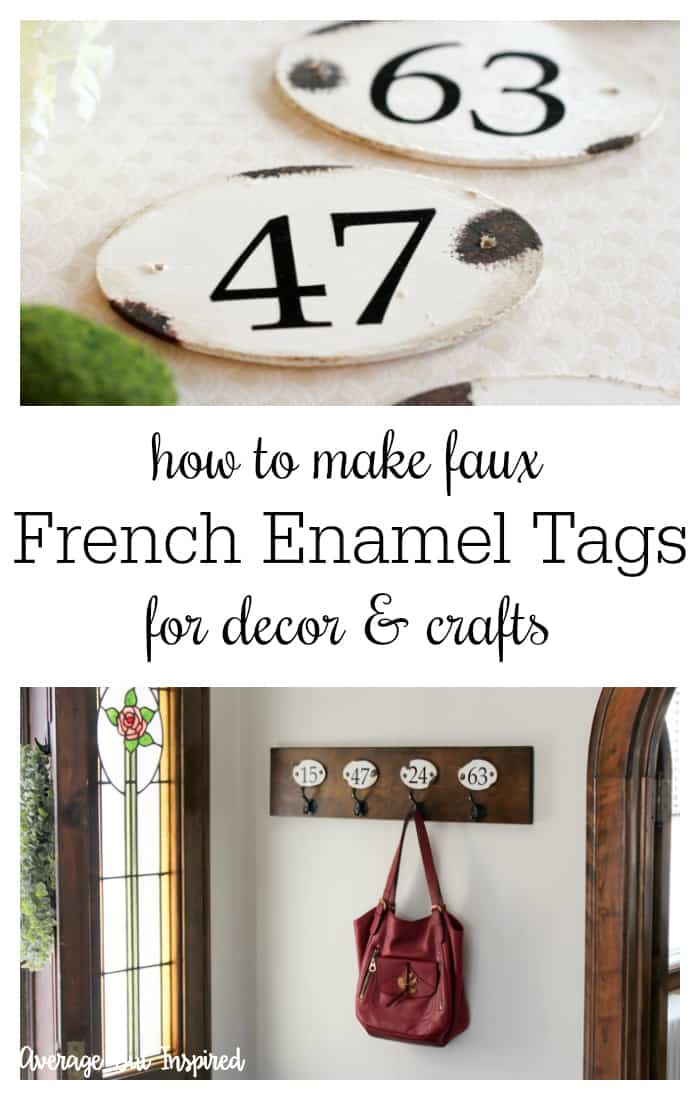 It's so easy to make faux French enamel number tags with inexpensive craft supplies like paint! Learn how to make these French enamel number tags for your home decor and organization projects.