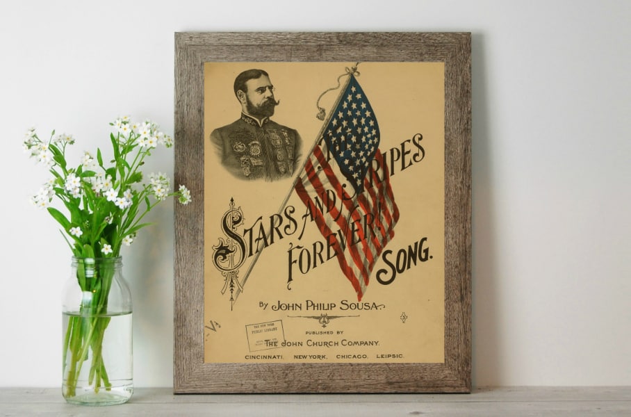 Download this free vintage patriotic printable of patriotic sheet music cover art! It's the perfect Fourth of July printable! #fourthofjuly