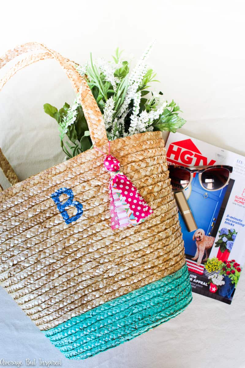 Thrifty DIY: Painted Straw Tote Bag - Design Improvised