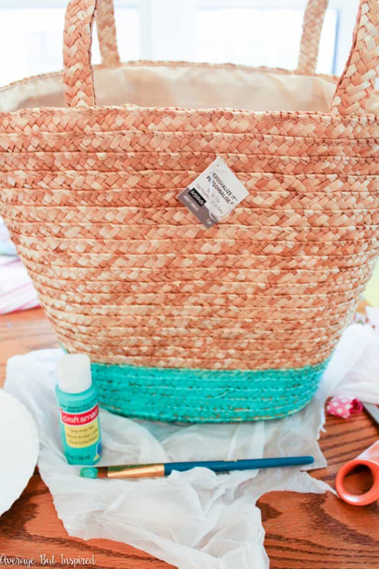 How to Paint a Straw Tote for a Trendy Summer Bag - Average But Inspired
