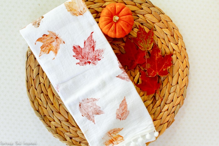 How to Make Leaf Stamped Tea Towels (With Real Leaves!) - Average But Inspired