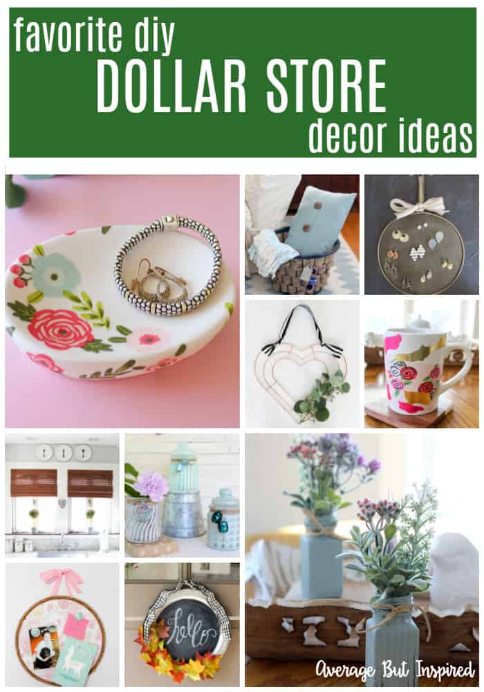 There are so many great DIY Dollar Store Decor Ideas in this post! It's so easy to make pretty home decor with items from the dollar store or Dollar Tree! #dollarstoredecordiy #dollarstoredecorating #dollartreedecorideas 