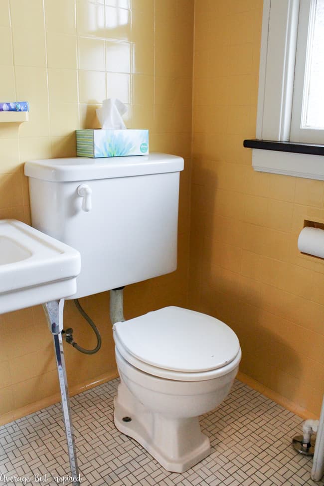 vintage yellow tile bathroom