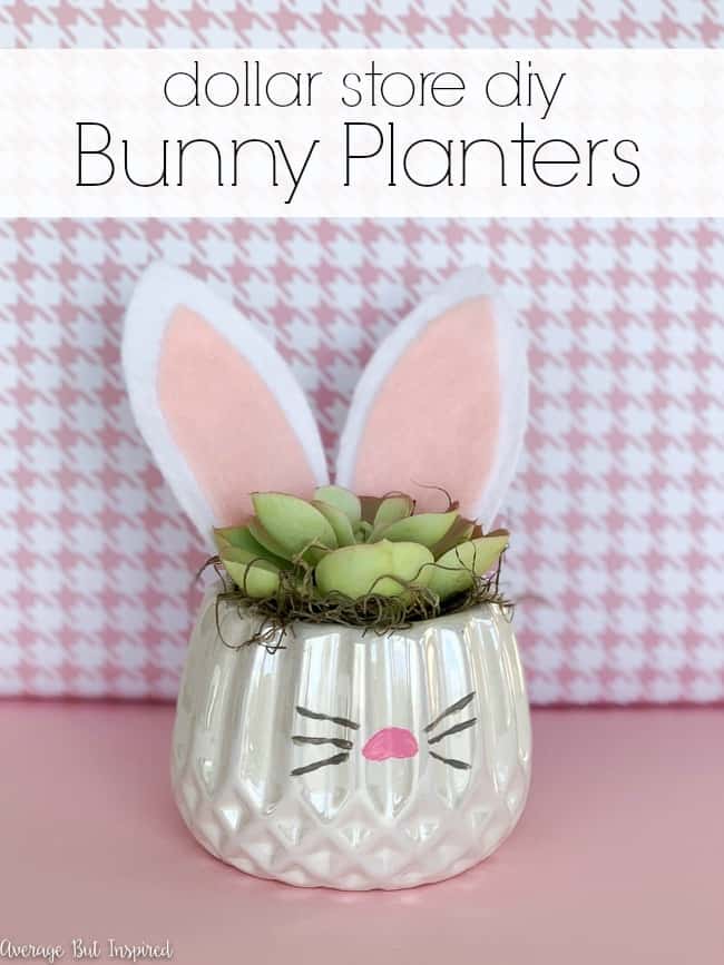 So cute! Make these Dollar Store DIY Bunny Planters for Easter or spring! They're easy to make and such a cute spring craft!