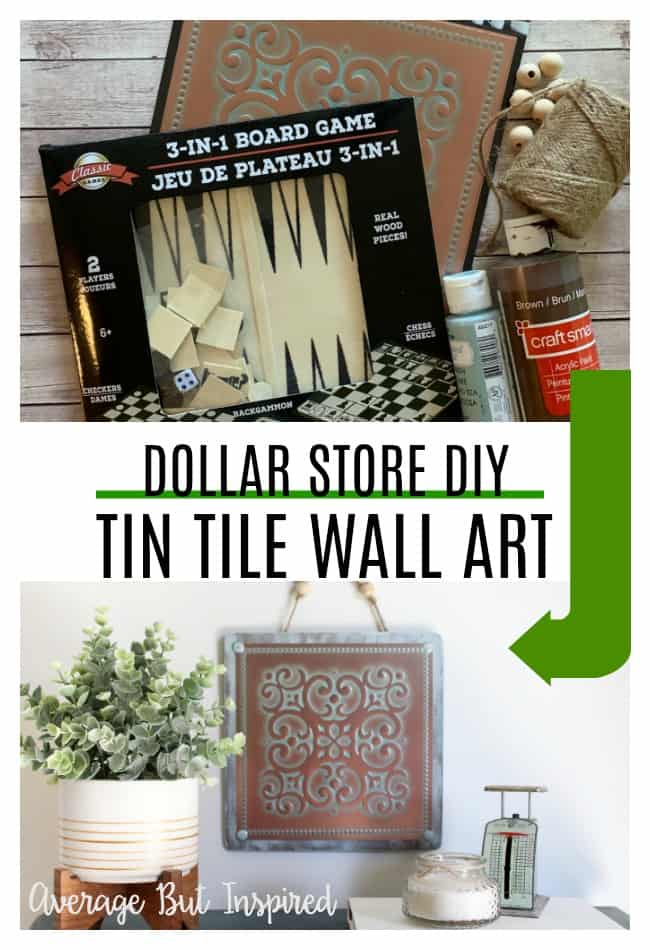 Love this! Create beautiful vintage look tin tile wall art with supplies from Dollar Tree. It's so easy to create faux tin tile decor and this post shows you how to do it!