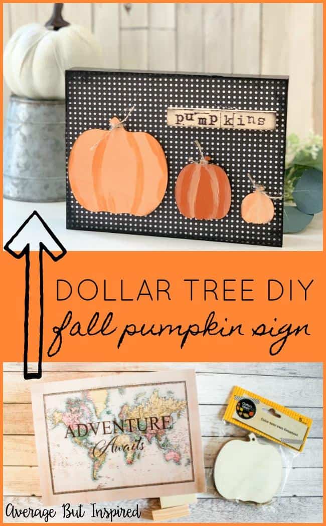 Make the perfect pumpkin sign with this fun Dollar Tree DIY project! This dollar store fall craft is so cute!