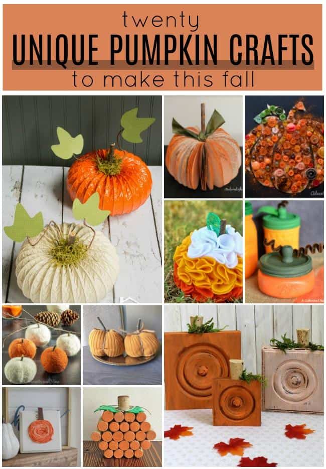 Get your fall crafting in overdrive with this awesome roundup of twenty unique pumpkin crafts you'll definitely want to make this fall. These great pumpkin projects are so cute!