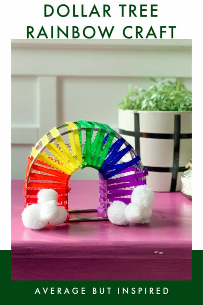 Make the cutest rainbow decor craft with a napkin holder from Dollar Tree! You won't believe how easy this rainbow craft is. Cute for kids' room decor or St. Patrick's Day decorations!