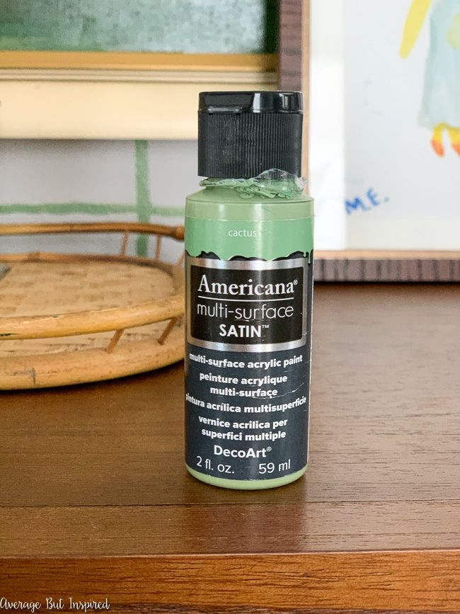 Bre used DecoArt Americana Multi-Surface Satin paint in Cactus to paint her DIY accent wall.