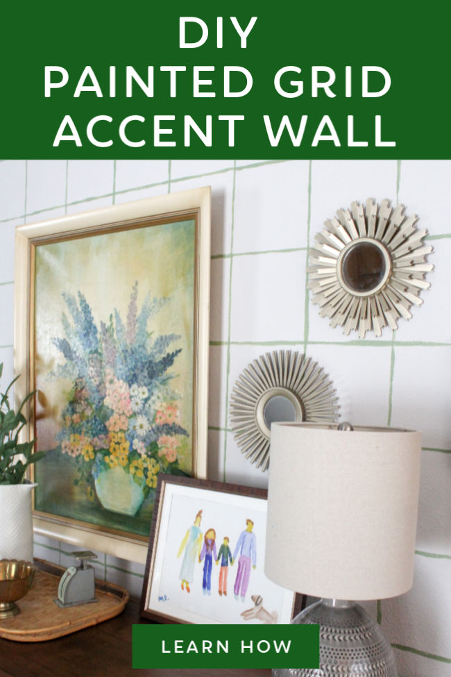 Painting your own accent wall is such a great way to add personality to your home! It's easy to paint a DIY accent wall and it doesn't cost much money at all. This painted grid accent wall is quirky and cute.