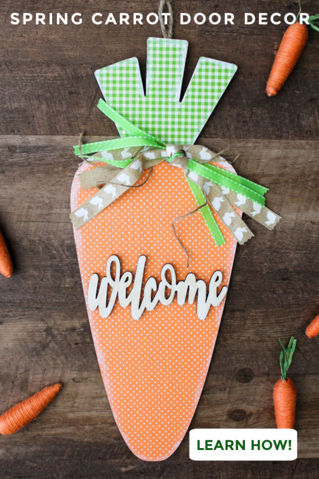This DIY Carrot Door Hanger craft is so cute for spring! Learn how to make this spring door decor in this post. This spring craft is a must make!