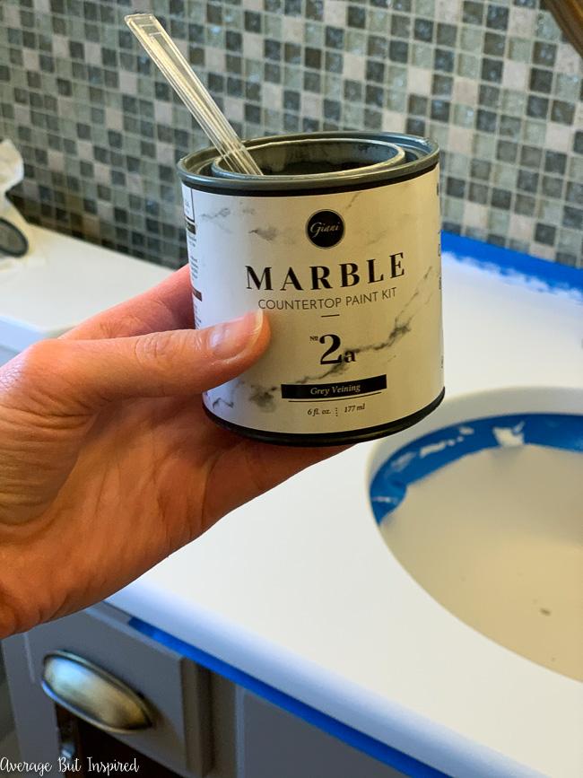 See how this blogger painted a countertop to look like marble with the Giani Marble Countertop Paint Kit.