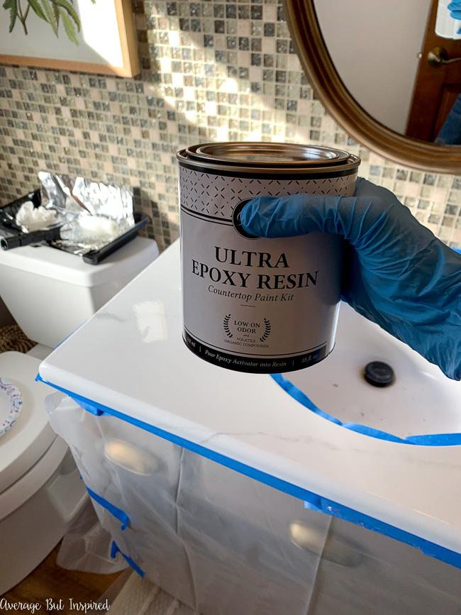 The Giani Marble Countertop Paint Kit includes Ultra Epoxy Resin, which seals the painted countertop and helps it look beautiful like shiny marble.