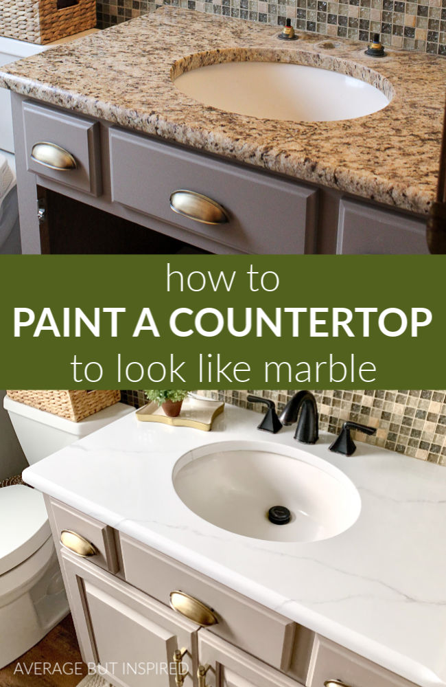 How To Paint A Countertop Look Like Marble Average But Inspired - How To Paint Bathroom Countertops Look Like Granite