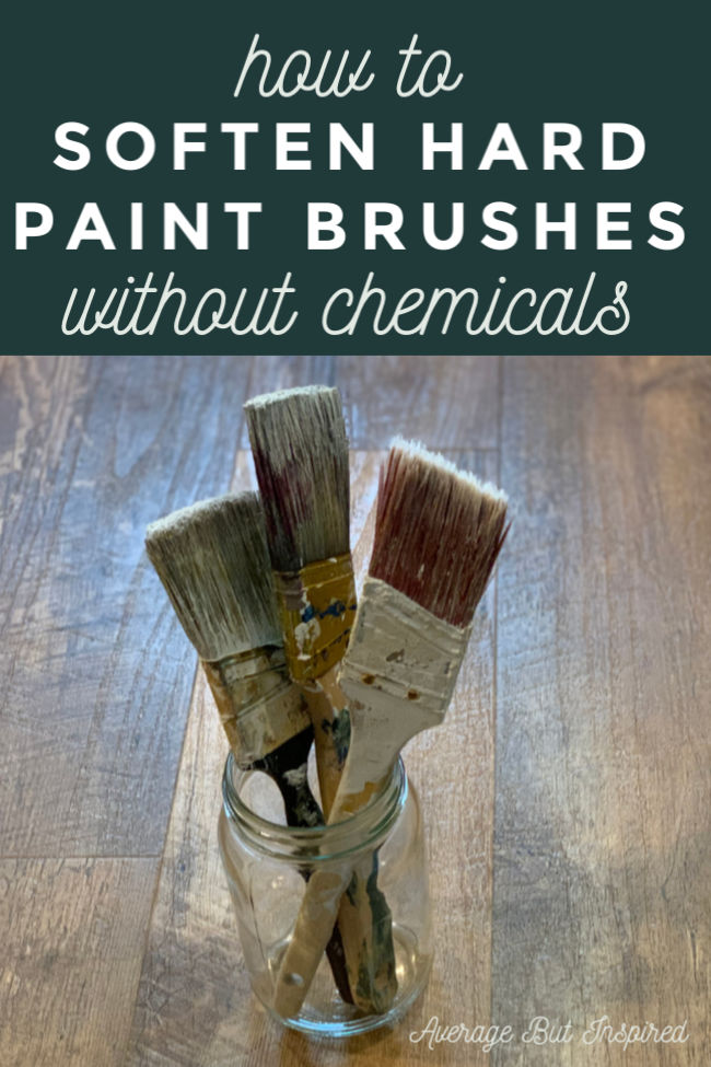 This is so helpful! Learn how to soften a hard paint brush without using harsh chemicals. This easy method of softening hard paint brush bristles is something to remember for later!