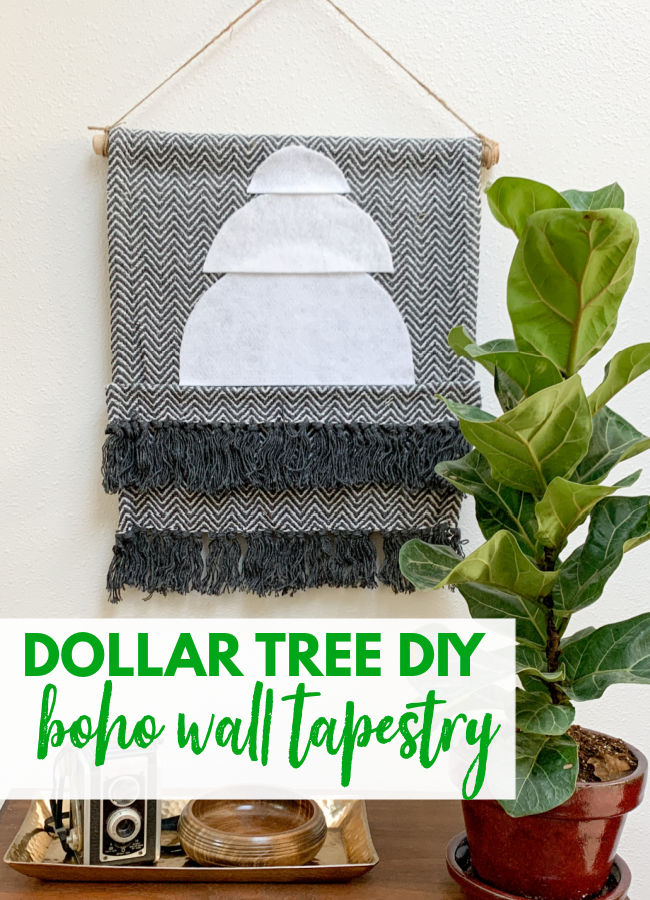 Get a cotton rug from Dollar Tree and create a fun boho wall tapestry! This Dollar Tree DIY could not be easier! It's great wall decor for a spot that needs a little something special, or even great DIY dorm decor!