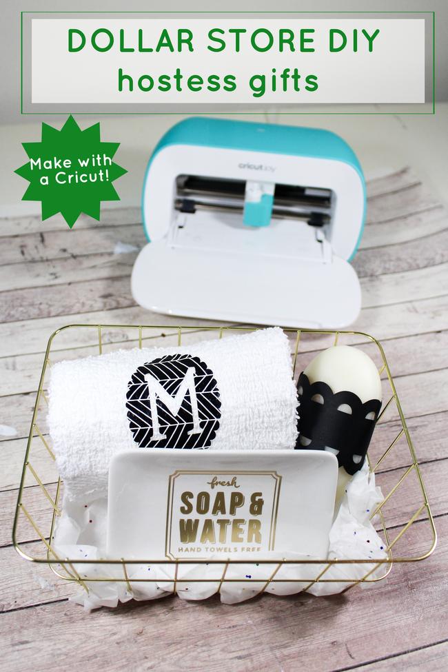 This is awesome! These dollar store hostess gifts are so special when customized with Cricut Joy electronic cutting and writing machine! Learn how to put together these budget-friendly hostess gifts, which also work as teacher gifts, holiday gifts, and more!