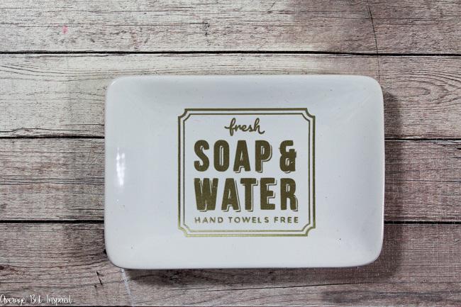 This plain Dollar Tree soap tray got an upgrade with a cute design from Cricut! 