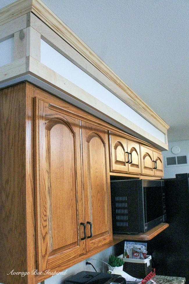 Diy Kitchen Soffit Makeover How To Disguise A Kitchen Soffit Average But Inspired