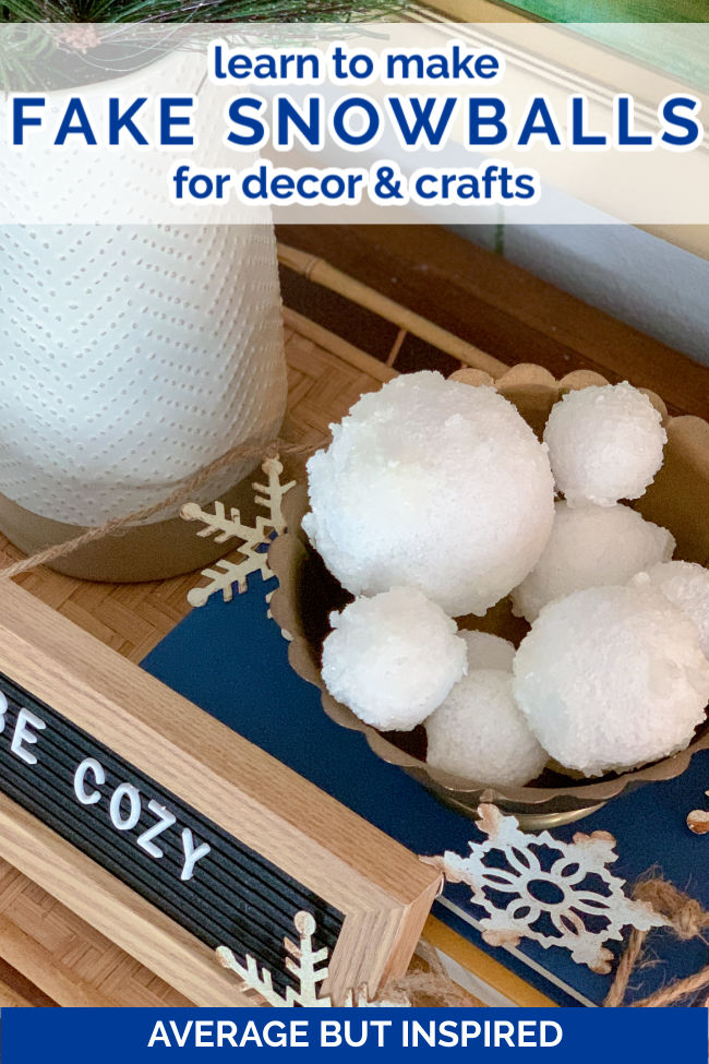 This is so cute for winter decor! Learn to make fake snowballs - they look great as winter vase fillers, popped in a bowl, or displayed with some greenery for a seasonal touch.