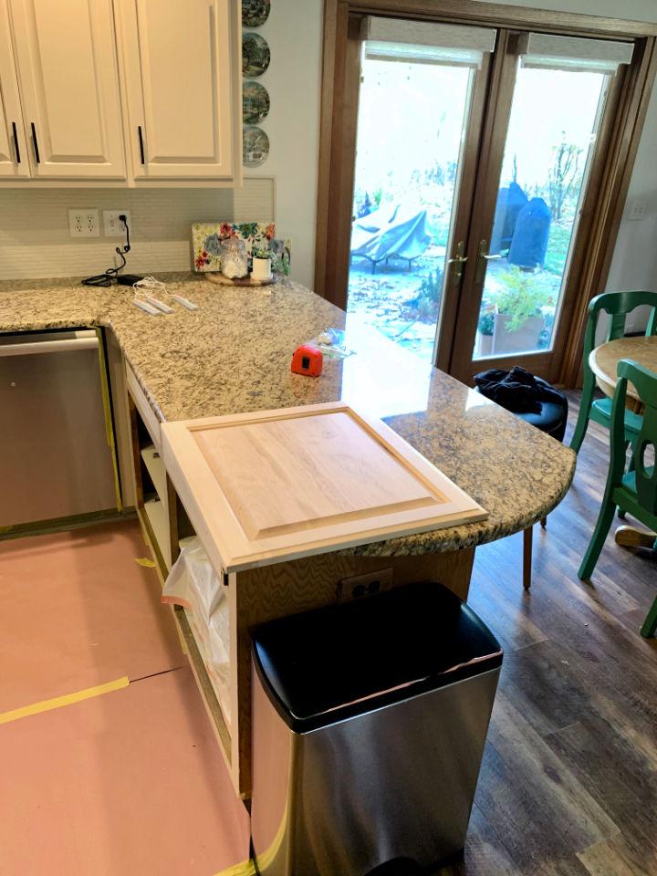 How To Convert A Kitchen Desk Into Pull Out Trash   New Kitchen Door 1 