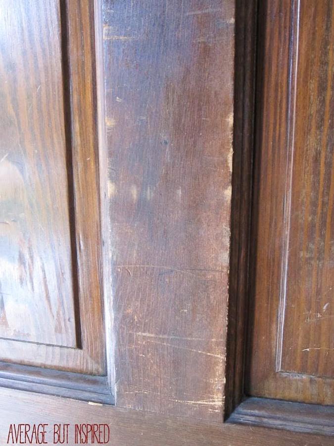 This wood door was in very bad shape before she restained it with gel stain.
