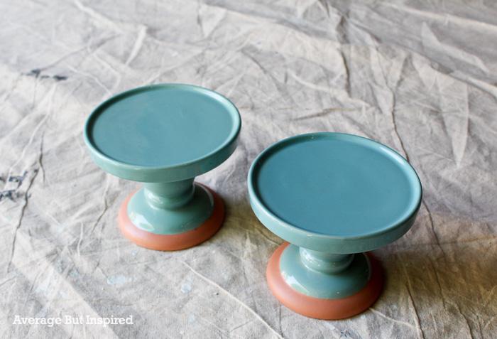 To give a review of Krylon Chalky Finish Spray Paint, this blogger gave these candle holders a makeover.