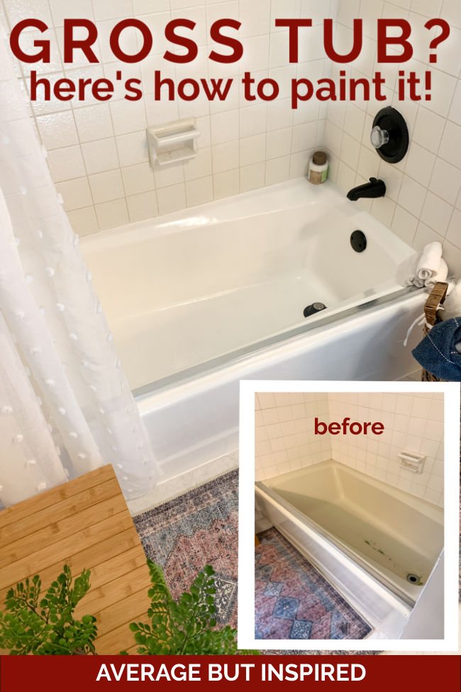 If you have a chipping, fading, or just plain ugly tub, here's the fix! Learn how to paint a tub in this post! She used the Rustoleum Tub and Tile Kit to get a brand new look.
