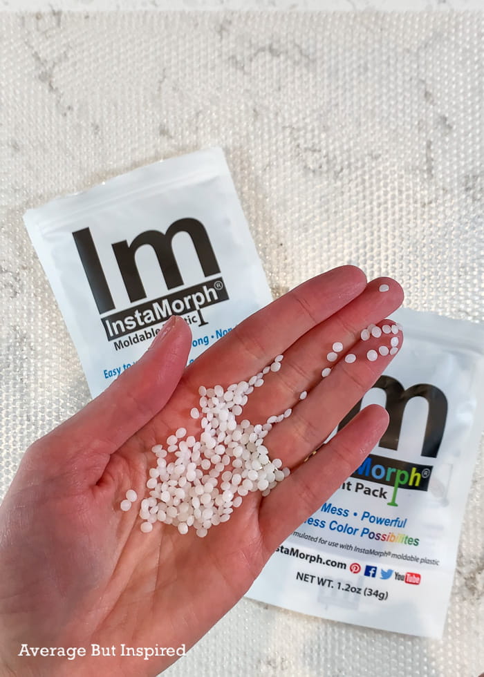 InstaMorph moldable plastic melts in water and is moldable by hand. It can be used for DIY projects, crafts, and more.