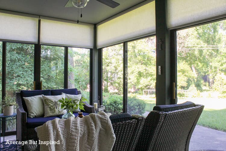 After installing Graywind motorized shades, this sunroom became so much more temperature controlled and useable, even when the sun is at its brightest.