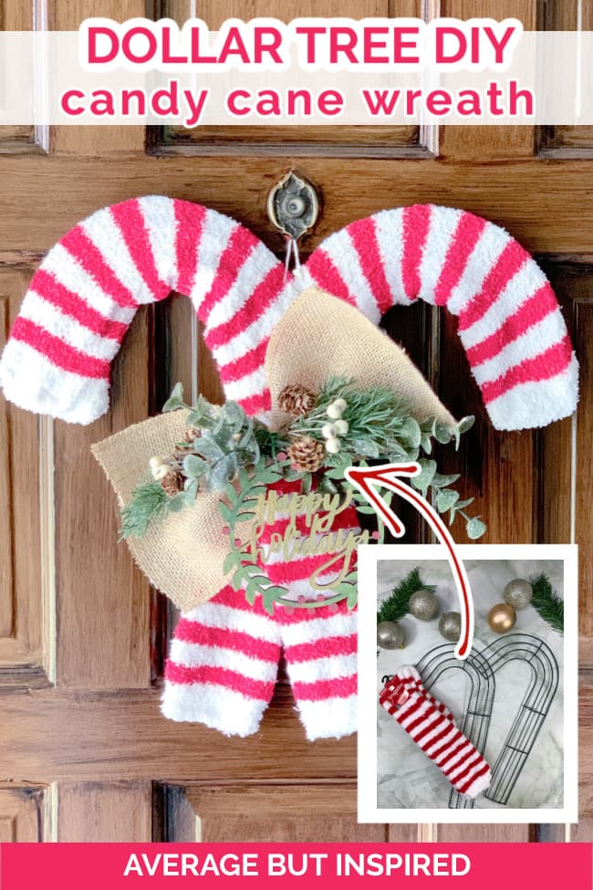 Learn how to make a Dollar Tree candy cane wreath to dress up your front door this Christmas!