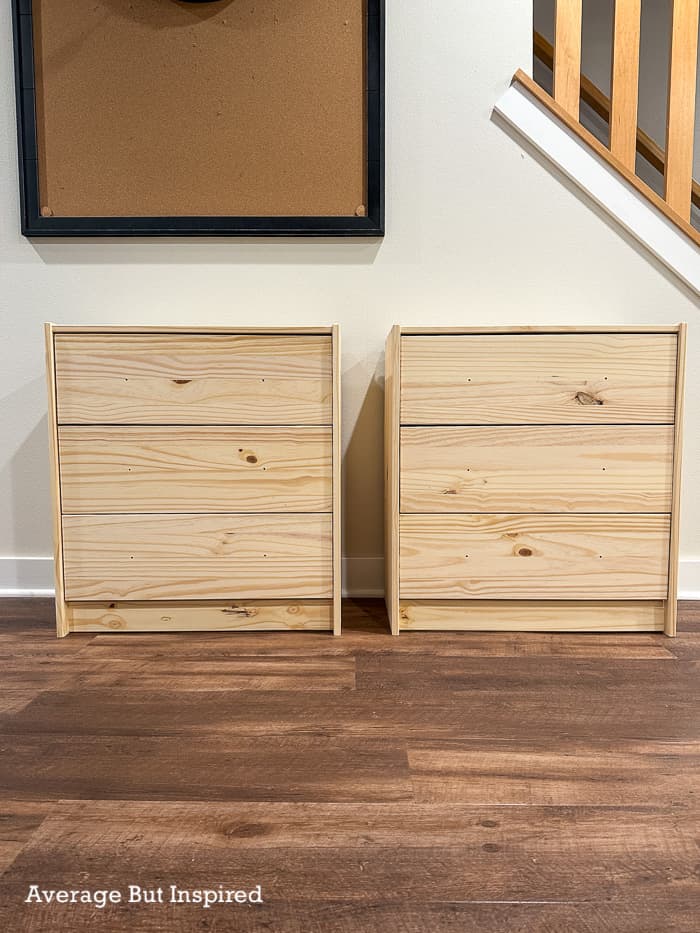These two IKEA Rast dressers were given a MCM makeover and turned into nightstands!