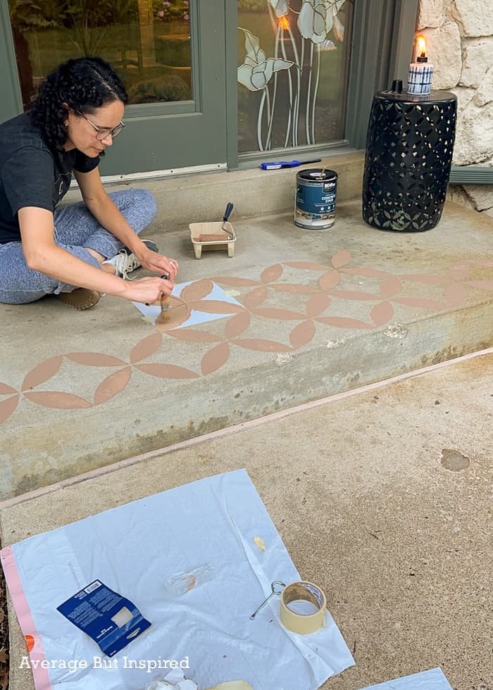 How to Paint and Stencil a Concrete Porch or Patio - Average But