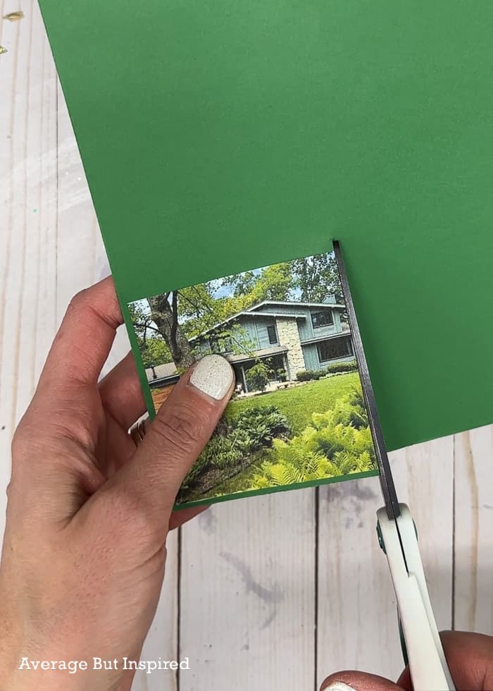 Print a photo of the house and mount it on cardstock.