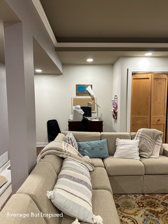 BEFORE: this basement had a nook that was not being used to its fullest potential.