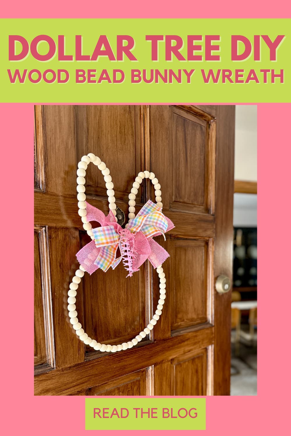 DIY Wood Bead Bunny Wreath: Dollar Tree Easter Door Decor