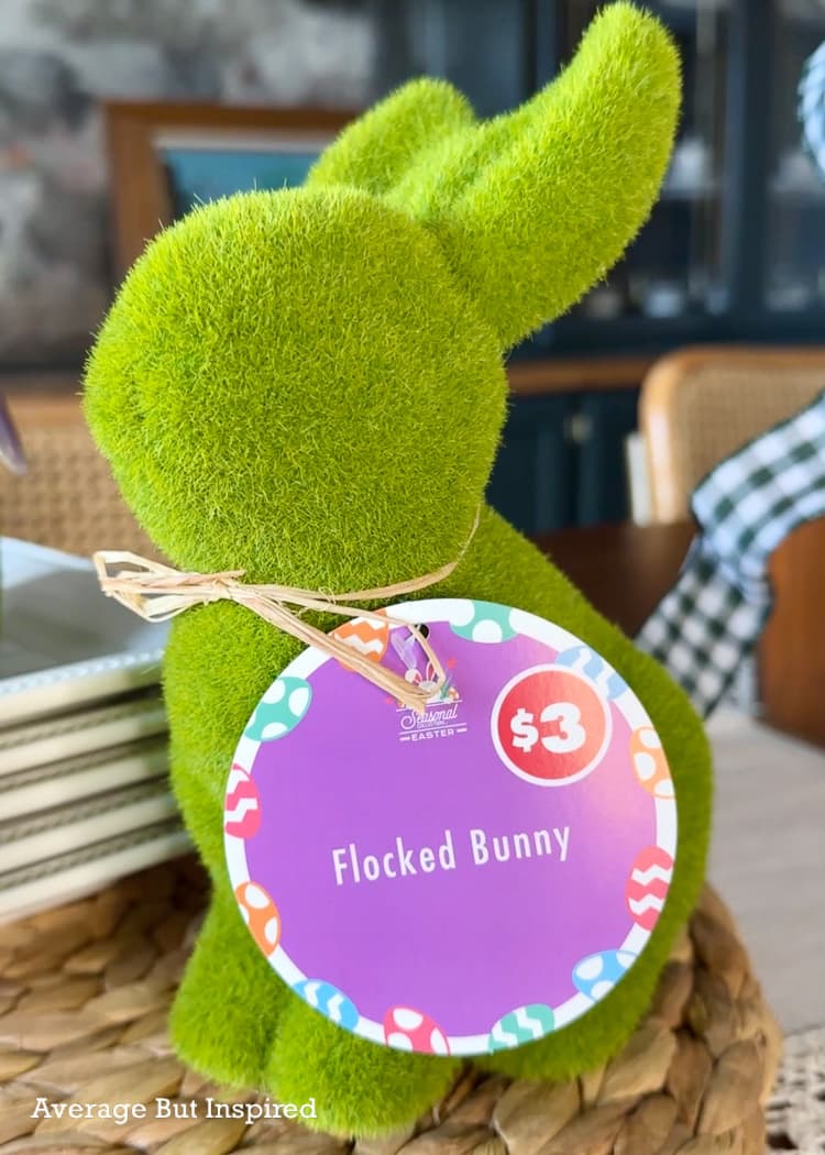 Dollar Tree flocked bunnies are the perfect addition to your Easter tablescape or spring centerpiece. Read this post to see how this blogger used them in her spring decorating.
