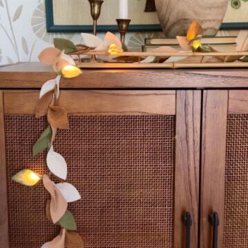 A lighted DIY felt leaf garland
